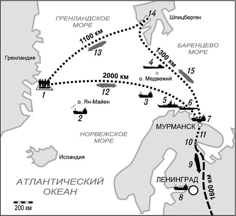 Положение основных сил спасательной операции в ночь на 7 февраля 1938 года - фото 144