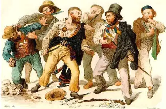 Ссора каморристов Неаполь 1853 г Римский дуэльный нож Общая длина 494 см - фото 224