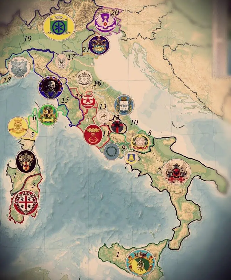 Рис 1 Карта постапокалиптической Италии Сицилийское Княжество 2 - фото 1