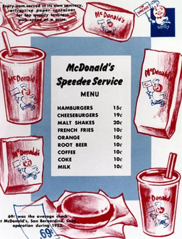 Так выглядело упрощенное меню McDonalds 1948 года Первый МакДрайв в - фото 44