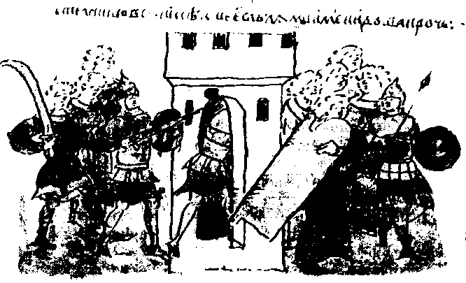 Рис 34Вооруженные заговорщикибояре Кучковичи врываются во дворец Андрея - фото 34