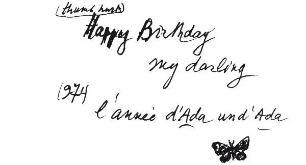 Mme Vladimir Nabokov Thumb hurts Happy Birthday my darling 1974 Lannee d Ada - фото 57