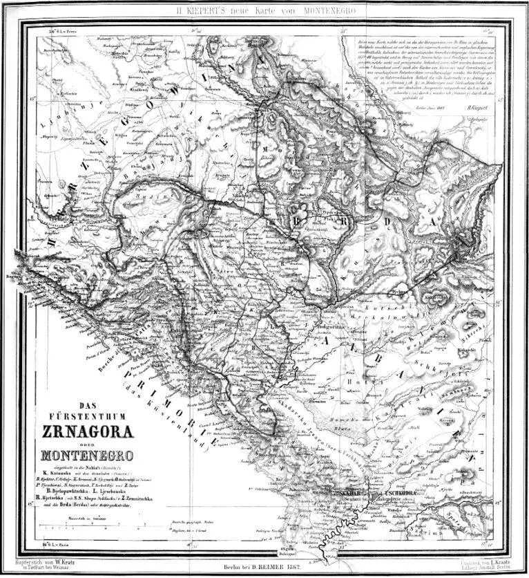 Немецкая карта Черногории 1862 год Атлас Дитриха Раймера Эти люди были - фото 123