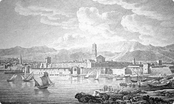 Вид на Спалато и лазарет Гравюра Ок 1800 года БАЛКАНСКИЕ ИСТОРИИ КАК - фото 156