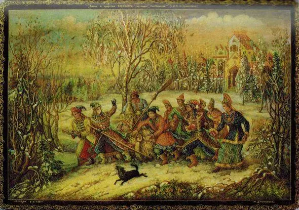 М К Дмитриева Шкатулка Весна в царстве Берендеев 1951 В конце - фото 76