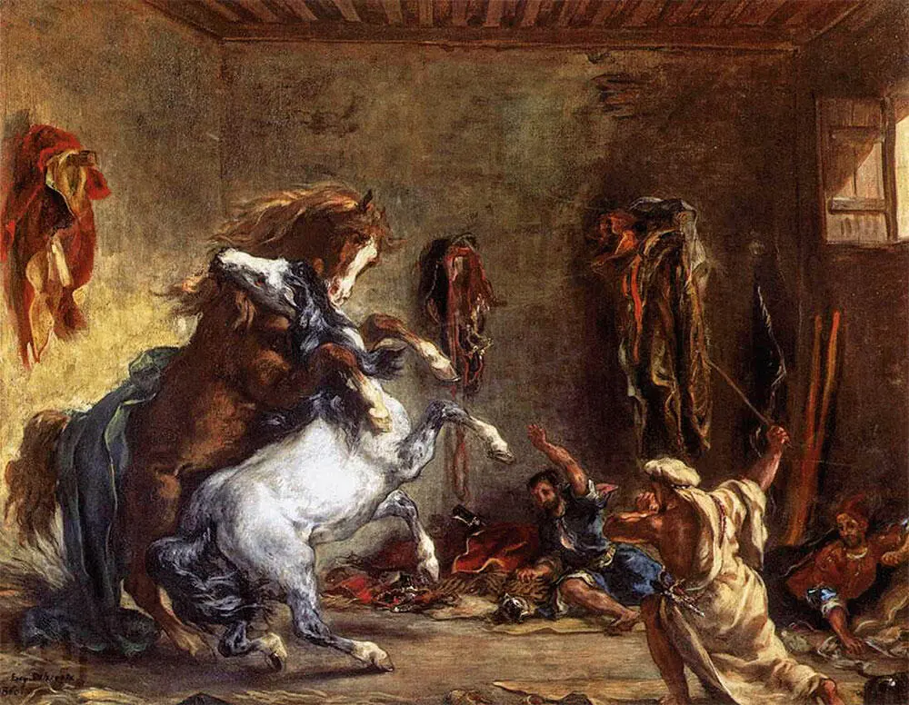 Эжен Делакруа Кони бьющиеся в стойле 1860 Эжен Делакруа Танжерские - фото 3