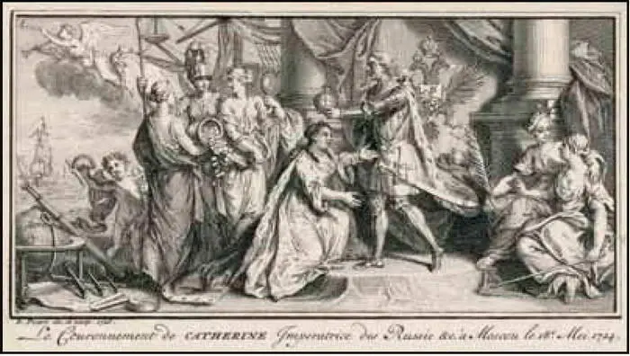 Петр коронует Екатерину императрицей Гравюра Бернара Пикара 16731733 - фото 15