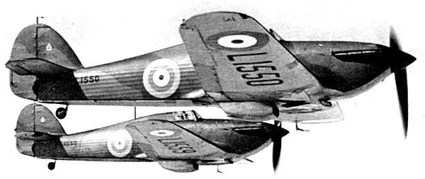 Харрикейны 111й эскадрильи в полете 1938 г Хвостовое колесо было - фото 22