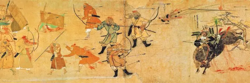 Сражение монголов и самураев Монгольские воины помимо луков и стрел - фото 141