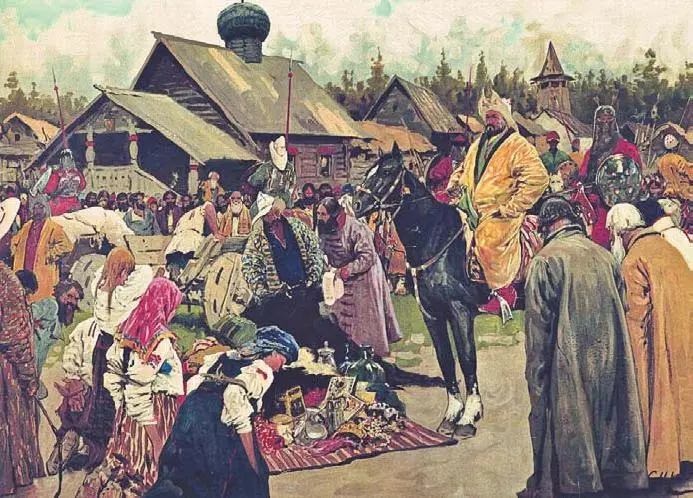 СВ Иванов Сбор дани баскаками АМ Васнецов Двор удельного князя Те - фото 167