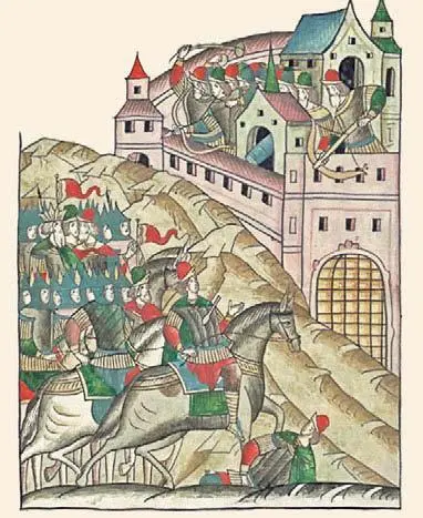Осада Москвы Тохтамышем Миниатюра из Лицевого летописного свода XVI в - фото 208