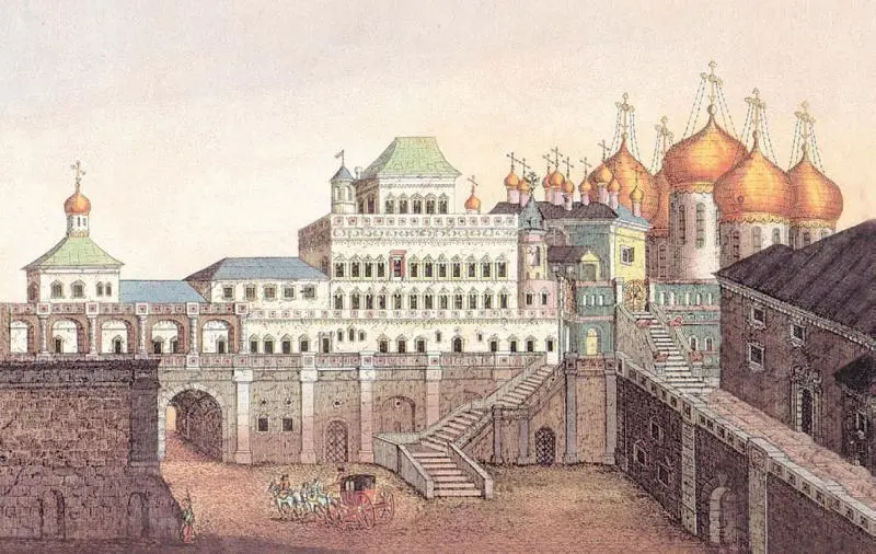 Старый царский дворец в Московском Кремле Гравюра Ю Дюрфельдта Князь - фото 243