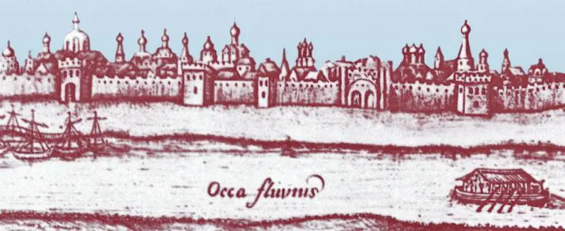 Коломна Гравюра из книги А Олеария XVII в План Москвы Сигизмунда - фото 253