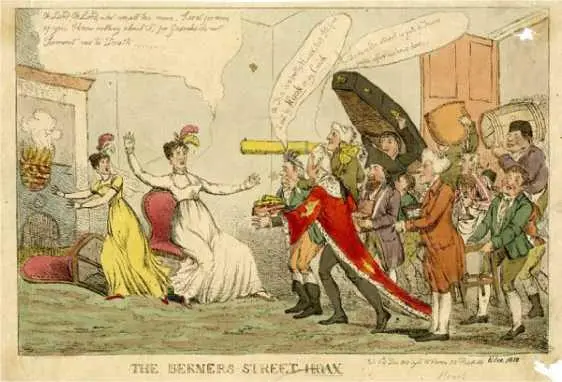 Розыгрыш на Бернерс Стрит Berners Street hoax карикатура 1810 год Хук - фото 81