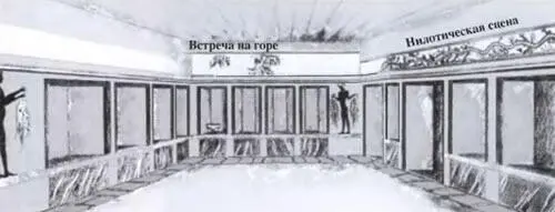 Художественная реконструкция комнаты 5 в Западном Доме с миниатюрной фреской - фото 134