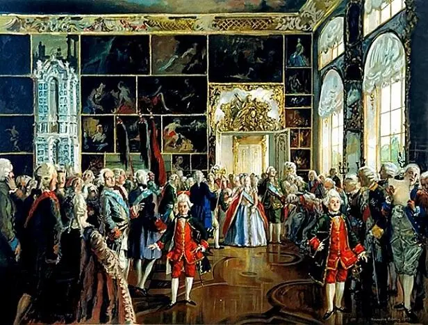 Известнейшая среди работ русской серии Бенуа Парад при Павле I1907 - фото 95
