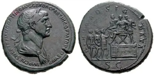 Рис 53 Римская монета сестерций императора Траяна выпущенная в 116117 г - фото 35