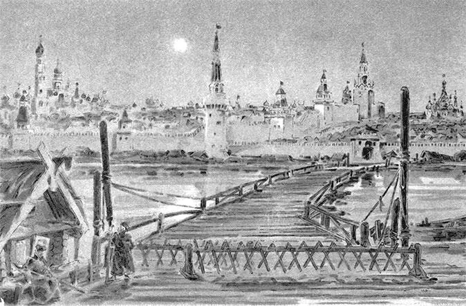 Москворецкий мост рисунок на открытке начала ХХ века из коллекции Виталия - фото 166