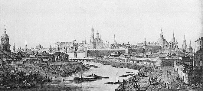 Вид Кремля и Китайгорода от Воспитательного дома Литография с рисунка Кадоля - фото 175