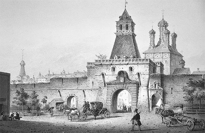ИозефАндреас Вейс Ильинские ворота в Москве 1852 Ильинские ворота и дом - фото 257