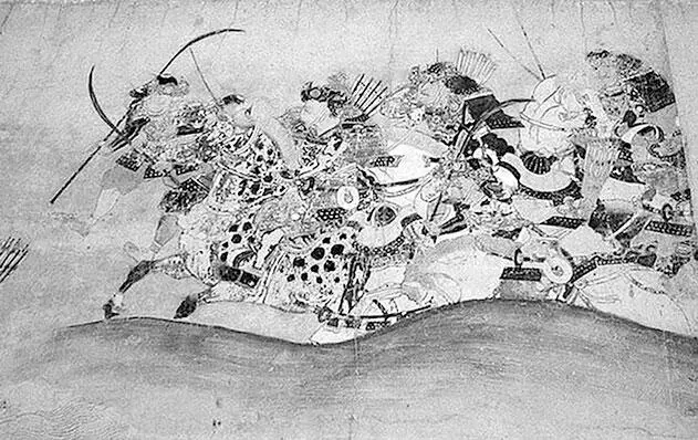 Японские всадники устремляются в бой Старинный японский рисунок Токийский - фото 37