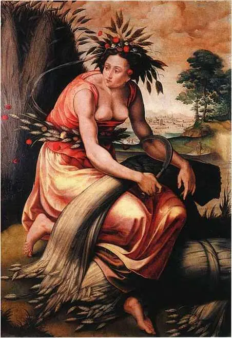 Церера с серпом и снопом Мартен Нобле 1576 г Дерево масло Тучная Церера - фото 24