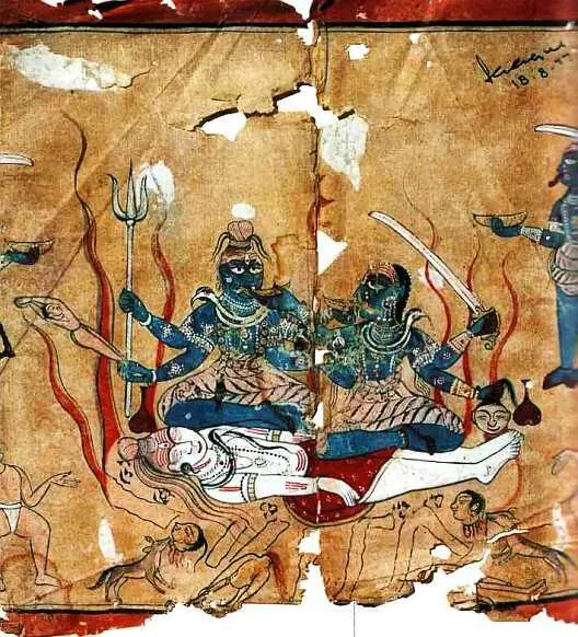 Рудра и его супруга Около 1660 г Рисунок на бумаге школа Пахари Бог бурь и - фото 224