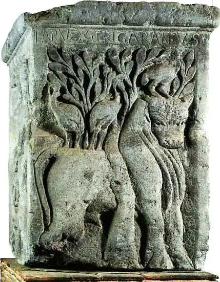 Бог Езус и Tarvos Trigaranus Бык с тремя священными журавлями 1437 гг н - фото 352