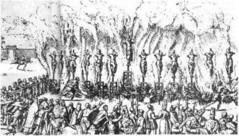 Аутодафе в Вальядолиде в 1559 г Гравюра XVI в Фрагмент Один из заседателей - фото 249