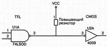 Рис 720 Подключение прибора ТТЛ к прибору КМОП Если ТТЛ подключается с - фото 196