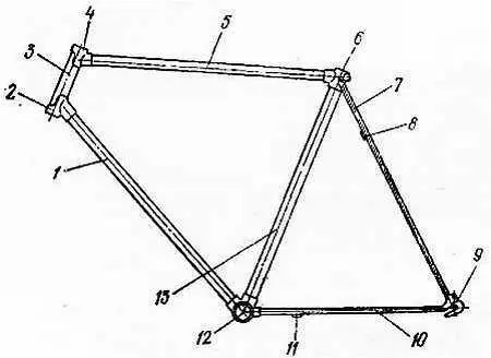 Рис 2 Паяная рама велосипеда дорожного типа 1 труба нижняя 2 узел - фото 2