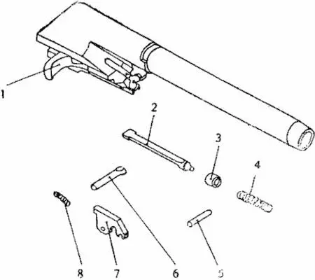 1 основание затвора с трубкой 2 ударник 3 втулка 4 пружина ударника - фото 13