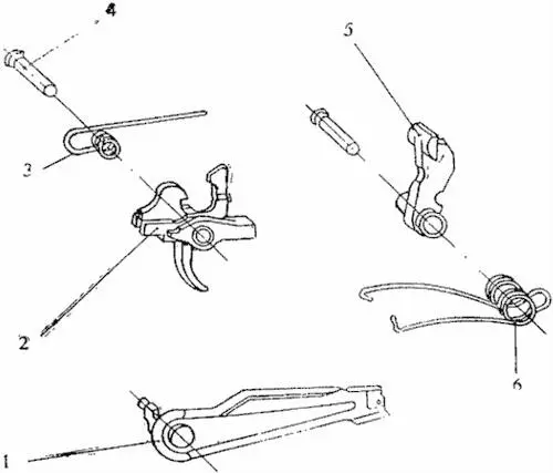 1 переводчик 2 спусковой механизм 3 пружина спускового механизма 4 - фото 18
