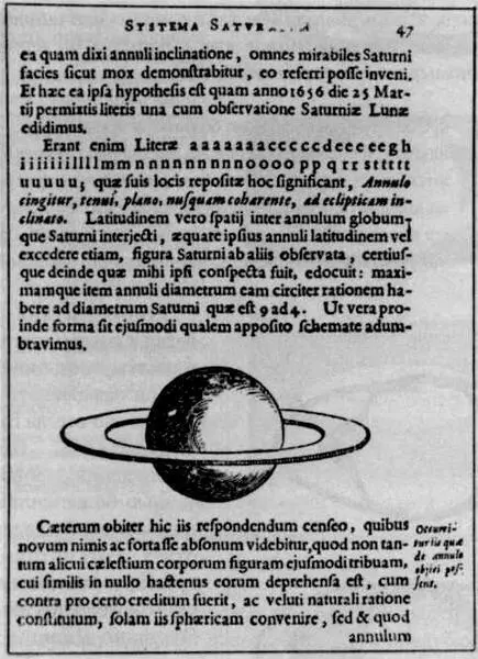 Страница из труда Гюйгенса Systems Saturnlum Система Сатурна в котором он - фото 30