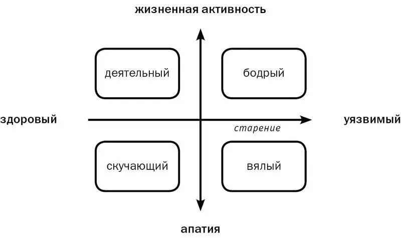 Горизонтальная ось представляющая процесс старения указывает на общественную - фото 4