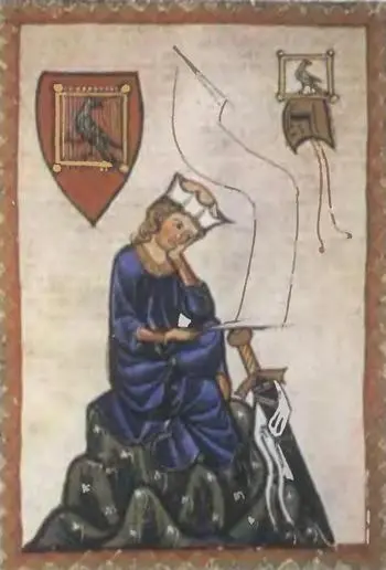 31 Манесский кодекс fol 124 Вальтер фон дер Фогельвейде безутешен - фото 31