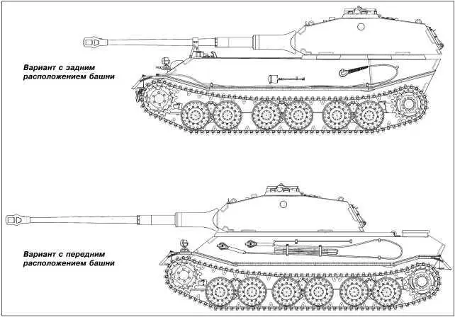 Вверху проект VK 4502Р Внизу первый прототип танка Тигр II шасси VI - фото 148