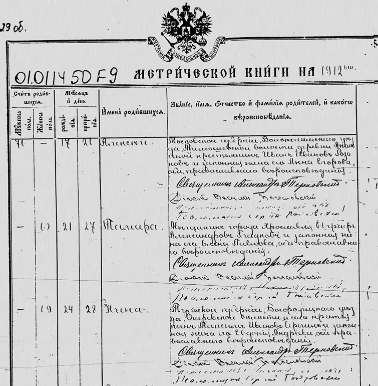 Метрика Нины Максимовны Высоцкой Серегиной После Октября трехэтажная - фото 122
