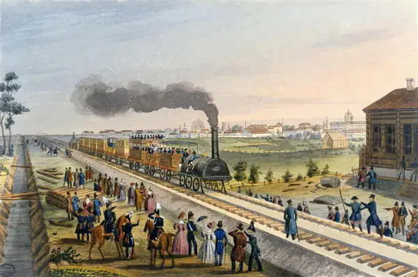 Первая железная дорога СПетербург Павловск Литография 1837 г - фото 128