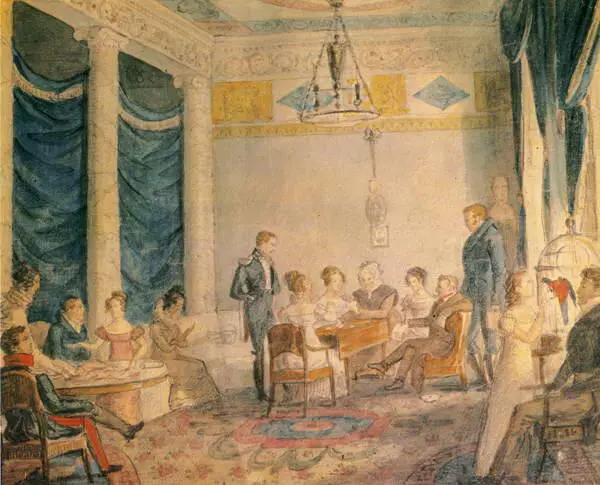 Гостиная Олениных Акварель неизв художника 1820е гг В отличие от других - фото 146