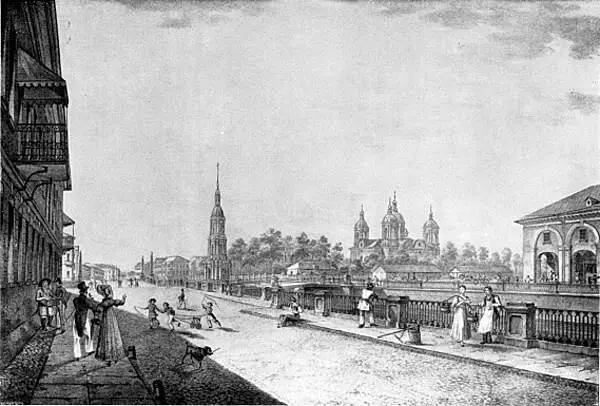 На Крюковом канале Литография К Беггрова по рисунку К Сабата 1823 г - фото 150