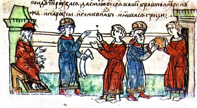 Заключение мирного договора Встреча киевской дружины с кочевниками на - фото 32