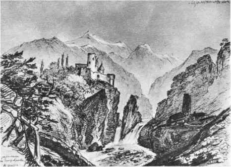 Развалины на берегу Арагвы в Грузии Рисунок Лермонтова Об этом рисунке - фото 28