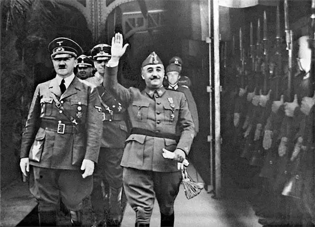 Октябрь 1940 г Встреча Гитлера и Франко в Андае Фотомонтаж сделанный после - фото 62