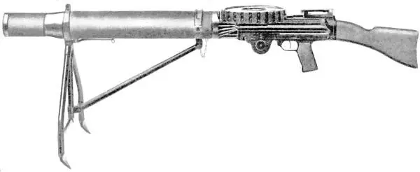 Общій видъ пулемета съ магазиномъ и складной треногой АВТОМАТИЧЕСКИІЙ ПУЛЕМЕТЪ - фото 1