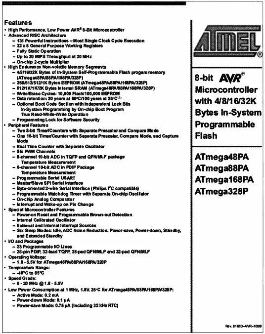 Рис П1 Первая страница технического описания микроконтроллера ATmega 328Р - фото 161