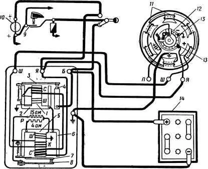 Рис 79 Релерегулятор РР30 1 сердечник реле обратного тока 2 ярмо реле - фото 80