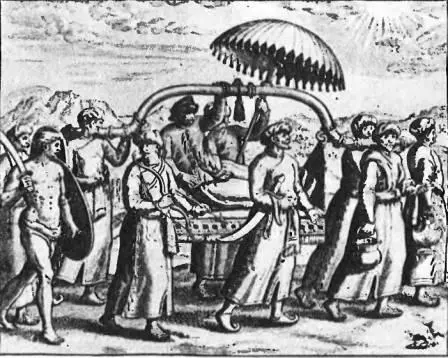 Носилки в Индии XVI века со старинной гравюры Индийская фуста со - фото 25