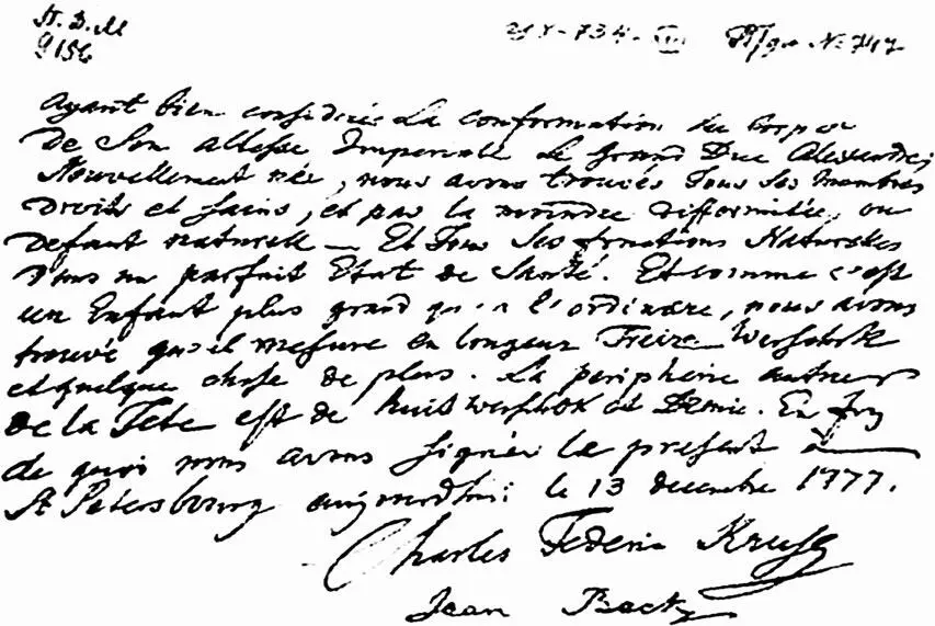Метрическое свидетельство Александра I 13 декабря 1777 г ГМЗ Павловск На - фото 134