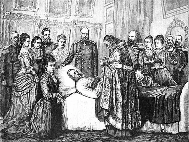 Последние минуты жизни Александра II в его кабинете в Зимнем дворце Спустя 19 - фото 194